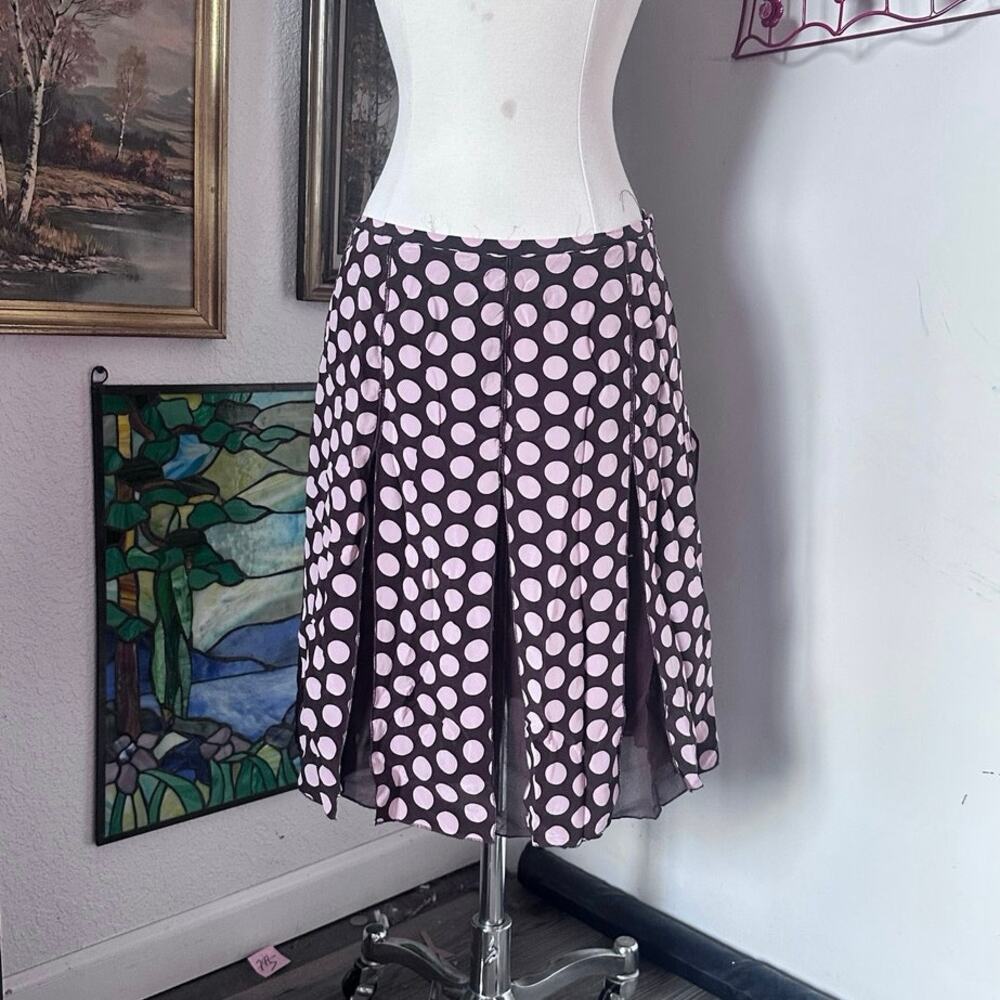 SLB pink brown polka dot midi skirt vintage Y2K